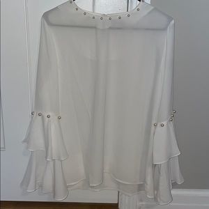White Blouse with Pearls